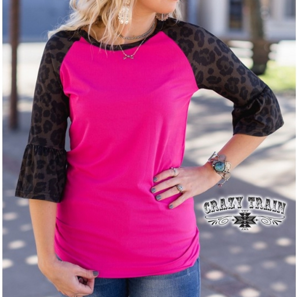 NWT Crazy Train- RAGGED RUFFLE * FUCSHIA Top